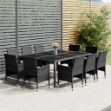 Set da Pranzo per Giardino 11 pz in Polyrattan Grigio