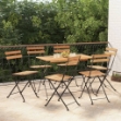 Set Bistrò Pieghevole 7pz in Legno Massello di Acacia e Acciaio
