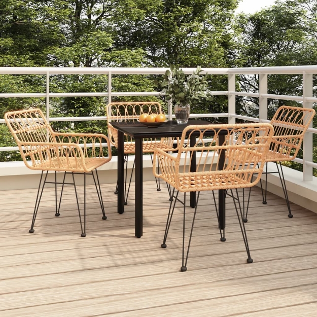 Set da Pranzo da Giardino 5 pz in Polyrattan