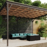 Set Divani da Giardino 9 pz con Cuscini in Polyrattan Nero