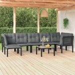 Set Salotto da Giardino 8 pz Nero e Grigio in Polyrattan