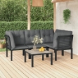 Set Salotto da Giardino 5 pz Nero e Grigio in Polyrattan