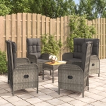 Set da Pranzo da Giardino 5 pz con Cuscini in Polyrattan Grigio