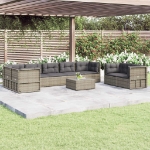 Set Divani da Giardino 8 pz con Cuscini in Polyrattan Grigio