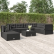 Set Mobili da Giardino con Cuscini 8 pz Nero in Polyrattan