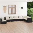 Set Divani da Giardino con Cuscini 8 pz in Polyrattan Nero