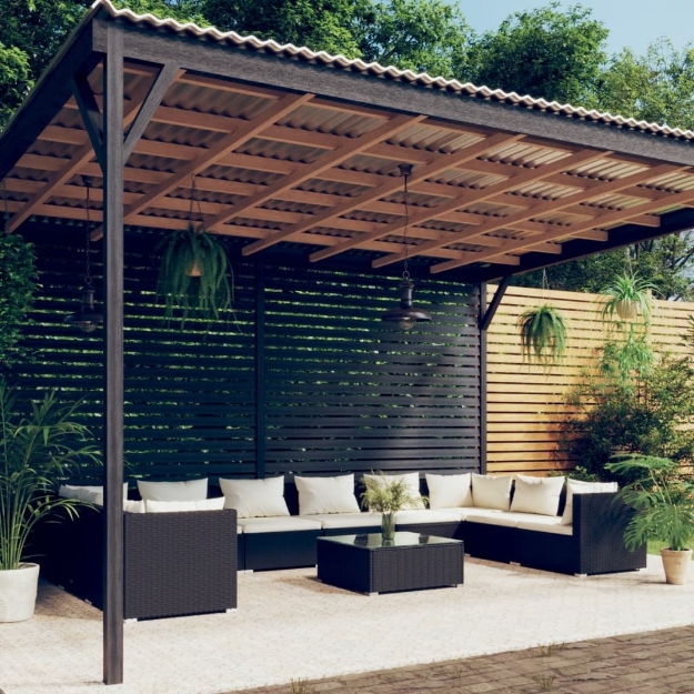 Set Divani da Giardino 11 pz con Cuscini in Polyrattan Nero