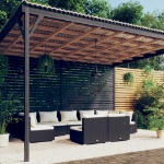 Set Divani da Giardino 9 pz con Cuscini in Polyrattan Nero