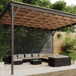 Set Divani da Giardino 12 pz con Cuscini in Polyrattan Nero