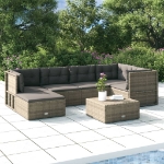 Set Divani da Giardino 6 pz con Cuscini in Polyrattan Grigio