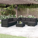 Set Salotto da Giardino con Cuscini 7pz Nero Polyrattan