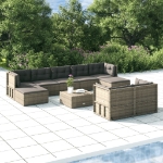 Set Divani da Giardino 9 pz con Cuscini in Polyrattan Grigio