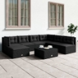 Set Salotto da Giardino con Cuscini 7pz Nero Polyrattan