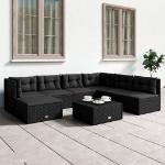 Set Salotto da Giardino con Cuscini 7pz Nero Polyrattan