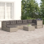 Set Divani da Giardino 7 pz con Cuscini in Polyrattan Grigio