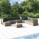 Set Divani da Giardino 8 pz con Cuscini in Polyrattan Grigio