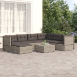 Set Divani da Giardino 7 pz con Cuscini in Polyrattan Grigio