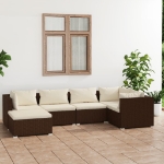 Set Divani da Giardino 6 pz con Cuscini in Polyrattan Marrone