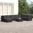 Set Mobili da Giardino con Cuscini 8 pz Nero in Polyrattan