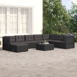 Set Mobili da Giardino con Cuscini 8 pz Nero in Polyrattan