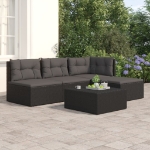 Set Divani da Giardino 4 pz con Cuscini Nero in Polyrattan