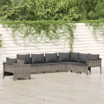 Set Divani da Giardino 7 pz con Cuscini in Polyrattan Grigio