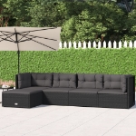 Set Divani da Giardino 5 pz con Cuscini Nero in Polyrattan