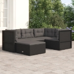 Set Divani da Giardino 5 pz con Cuscini Nero in Polyrattan