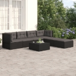 Set Mobili da Giardino 6 pz con Cuscini in Polyrattan Nero