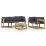 Set Divani da Giardino 6 pz con Cuscini Antracite