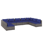 Set Divani da Giardino 9 pz con Cuscini in Polyrattan Grigio