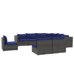 Set Divani da Giardino 9 pz con Cuscini in Polyrattan Grigio