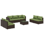 Set Divani da Giardino 8 pz con Cuscini in Polyrattan Marrone