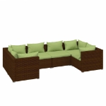 Set Divani da Giardino 6 pz con Cuscini in Polyrattan Marrone