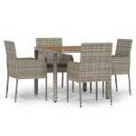 Set da Pranzo da Giardino 5 pz con Cuscini in Polyrattan Grigio