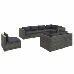 Set Divani da Giardino 8 pz con Cuscini in Polyrattan Grigio