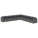 Set Divani da Giardino 9 pz con Cuscini in Polyrattan Grigio