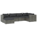 Set Divani da Giardino 6 pz con Cuscini in Polyrattan Grigio