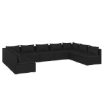 Set Divani da Giardino 9 pz con Cuscini in Polyrattan Nero