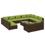 Set Divani da Giardino 12 pz con Cuscini in Polyrattan Marrone