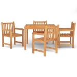 Set da Pranzo per Giardino 5 pz in Legno Massello di Teak