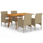 Set Mobili da Pranzo per Giardino 5 pz Beige