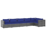 Set Divani da Giardino 6 pz con Cuscini in Polyrattan Grigio