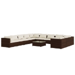 Set Divani da Giardino 12 pz con Cuscini in Polyrattan Marrone