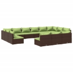 Set Divani da Giardino 13 pz con Cuscini in Polyrattan Marrone