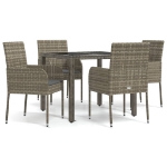 Set da Pranzo da Giardino 5 pz con Cuscini in Polyrattan Grigio