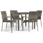 Set da Pranzo da Giardino 5 pz con Cuscini in Polyrattan Grigio