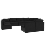 Set Divani da Giardino 9 pz con Cuscini in Polyrattan Nero