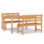 Set da Pranzo per Giardino 3 pz in Legno Massello di Teak