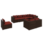 Set Divani da Giardino 8 pz con Cuscini in Polyrattan Marrone